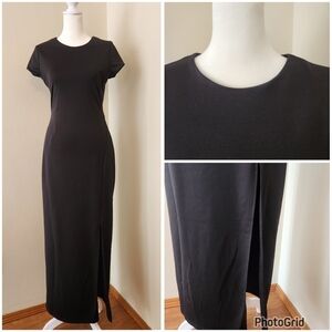 CLASSIC AUDREY HEPBURN BLACK BODYCON DEREK HEART LONG DRESS - EUC